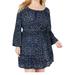 Women's Dress Blue Plus A-Line Belted Snakeprint $155 2X