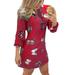 Sexy Dance Autumn Winter Pullover Blouse Tops Tunic Dress for Women Plus Size Long Sleeve Mini Dress Casual T-Shirts Dresses With V-Neck Puff Sleeve Butterfly Print
