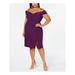 R&M RICHARDS Womens Purple Short Sleeve Off Shoulder Knee Length Sheath Formal Dress Size 20W