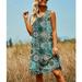 Women's Summer Floral Print Crewneck TankTop Dress National Style Print Dress Casual Sundress Sexy Shift Dress Boho Party Sleeveless Dress