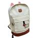 AM Landen Cream Beige Super Cute CAT Ears Backpack School Bag Travel Backpack Medium