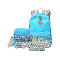 3Pcs/Sets Backpacks for Teenage Girls for School, Blue Canvas Backpacks for Girls Scatchel Rucksack Backpacks for Middle School, Causual Backpack for Traveling