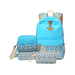 3Pcs/Sets Backpacks for Teenage Girls for School, Blue Canvas Backpacks for Girls Scatchel Rucksack Backpacks for Middle School, Causual Backpack for Traveling