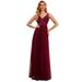 Ever-Pretty Womens A-line V-Neck Floral Lace Bridesmaid Dresses for Women 0930 Burgundy US4