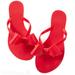Women Jelly flip Flop Bow Sandals-Beach Flat Rivets Rain Ankle Strap Thong Red