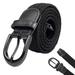Braided Stretch Elastic Belt Black Buckle Leather Loop End Tip Unisex Small 35