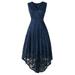 TANGNADE Women's Vintage Lace Solid Spring Vintage Country Rock Cocktail Dress