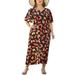 MAWCLOS Womens Butterfly Printed Maxi Dresses with Ruffle Sleeve Plus Size Flowy Boho Beach Dress Chiffon Party Evening Dress