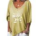 Summer Womens Loose Casual T-shirt Letter Printed Shirt Tunic Tops