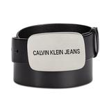 Calvin Klein Women's Metal Logo Buckle Western Leather Belt, Black, L