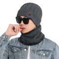 Mnycxen 2-Pieces Thick Winter Beanie Hat Scarf Set Warm Knit Hat Thick Knit Man