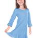 Kavio! Girls 3-6X Ruffled 3/4 Sleeve A-Line Dress Azure 6X