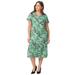 ellos Women's Plus Size Button-Front Flounce Hem Dress