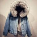 Womens Hooded Faux Fur Lined Warm Coats Parkas Outwear Winter Denim Jackets Sherpa Jackets