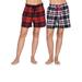 Ashford & Brooks Women's 2 Pack Soft Flannel Plaid Pajama Lounge Sleep Shorts - Set 7