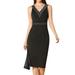 Allegra K Women's Fishtail Sleeveless Deep V Neck Cocktail Midi Bodycon Dress