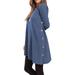 Women Stylish Long Sleeve Scoop Neck Button Side Sweater Tunic Dress