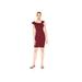 Lark & Ro Women's Asymmetrical Flounce Neckline Sheath Dress, Deep Wine, 4