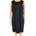 Lauren Ralph Lauren NEW Blue Women Size 6 Faux-Leather Trim Shift Dress