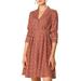 Allegra K Junior's Long Sleeve Lapel Collar Floral A-Line Dress