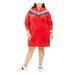 TOMMY HILFIGER Womens Red Color Block Long Sleeve Midi Shift Dress Size 0X