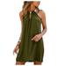 Spftem Women Halter Neck Beach Sleeveless Shift Above Knee Little Casual Dresses