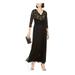 JESSICA HOWARD Womens Black 3/4 Sleeve V Neck Maxi Sheath Evening Dress Size 6