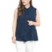 Unique Bargains Women's Plus Size Hidden Placket Ruffle Front Sleeveless Shirt