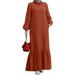 ZANZEA Women Long Sleeve Muslim Fishtail Hem Long Dress Puff Sleeve Elegant Dresses