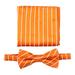 Striped Tie Bow Ties for Men - Bow Tie with Matching Pocket Square - Orange/White