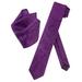 Vesuvio Napoli Skinny NeckTie Eggplant Purple Paisley Mens 2.5" Tie Handkerchief