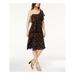 RACHEL ZOE Womens Black Printed Perla Short Sleeve Scoop Neck Knee Length A-Line Dress Size 2
