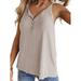 Women Solid Color Summer Loose Sleeveless Camisole Tank Vest Button V Neck Baggy Tops Shirt Ladies Summer Tank Tops Blouse Shirt