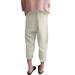 TOYFUNNY Fashion Womens Cotton Linen Blend Pocket Plus Size Trousers Elastic Casual Pants