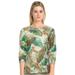 Alfred Dunner Womens Plus-Size Tropical Leaf Soft Knit Crew Neck Top