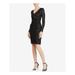 RALPH LAUREN Womens Black Ruffled Lace Long Sleeve V Neck Above The Knee Sheath Cocktail Dress Size 8