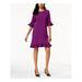 ALFANI Womens Purple Pleated Ruffled Cuff Flounce Jewel Neck Above The Knee Sheath Dress Size 10