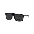 Locs Mens Rectangular Wood Grain Arm Plastic Horned Sunglasses Matte Black Grey Black