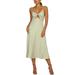 Avamo Women Sleeveless Strappy Pockets Dress Ladies Summer Beach Plain Tie Knot Tank Top Dresses Bandage Sundress Green M(US 6)