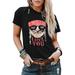 New Fashion Women's Casual Loose I Willie Lou You Printed Round Neck Short Sleeve T-shirt