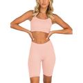 2PCS Women High Waist Casual Cycling Biker Shorts and Seamless Sport Bra Tops Outfit Ladies Summer Gym Yoga Tank Tops Sport Shorts Suit Set Jersey Legging Shorts Suit Short Tracksuit Set