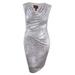 Connected Women's Petite Metallic Cowl-Neck Sheath Dress