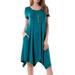 Sexy Dance Summer Women Flowy Irregular Beach T shirt Dress Pocket Sundress Boho Short Sleeve Summer Beach Midi Dress Ladies Party Holiday Dresses Loose Sundress