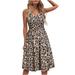 Mchoice Women Beach dresses sun dresses Sling Sleeveless V-Neck Printing Casual Dress plus size maxi dress