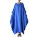 Women Loose Dresses Plus Size Half Sleeve O Neck Ankle-Length Vestido Female Fashion Autumn Casual Beach Party Dress Blue 5XL