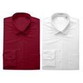 2 PACK Men's Boltini Italy Standard Collar Long Sleeve Regular Fit Classic Dress Shirt - Burgundy White