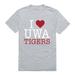 I Love UWA University of West Alabama Tigers T-Shirt Heather Grey Large