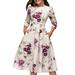 Women Floral Long Sleeve Midi Dress Prom Evening Party Beach Casual Sundress