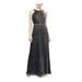 SLNY Womens Black Embellished Sleeveless Halter Maxi Sheath Evening Dress Size 6