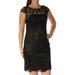 ADRIANNA PAPELL Womens Black Lace Cap Sleeve Illusion Neckline Above The Knee Sheath Dress Size 8